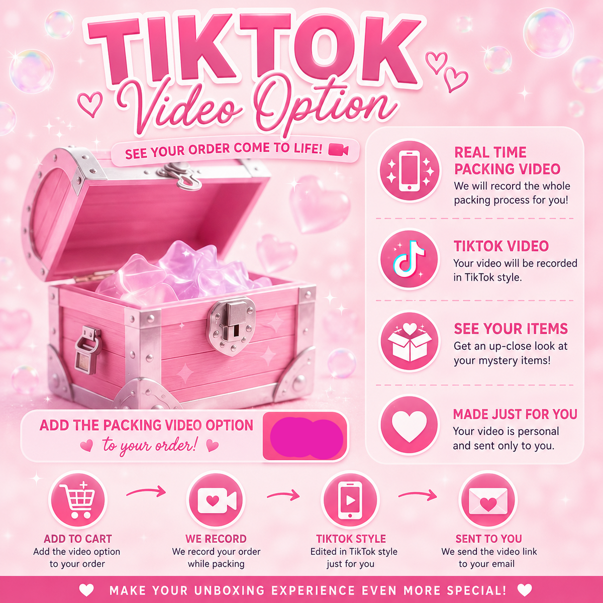 🎥 TikTok Packing Video Add-On 🎀💕 Watch your order come to life before it ships! 💕