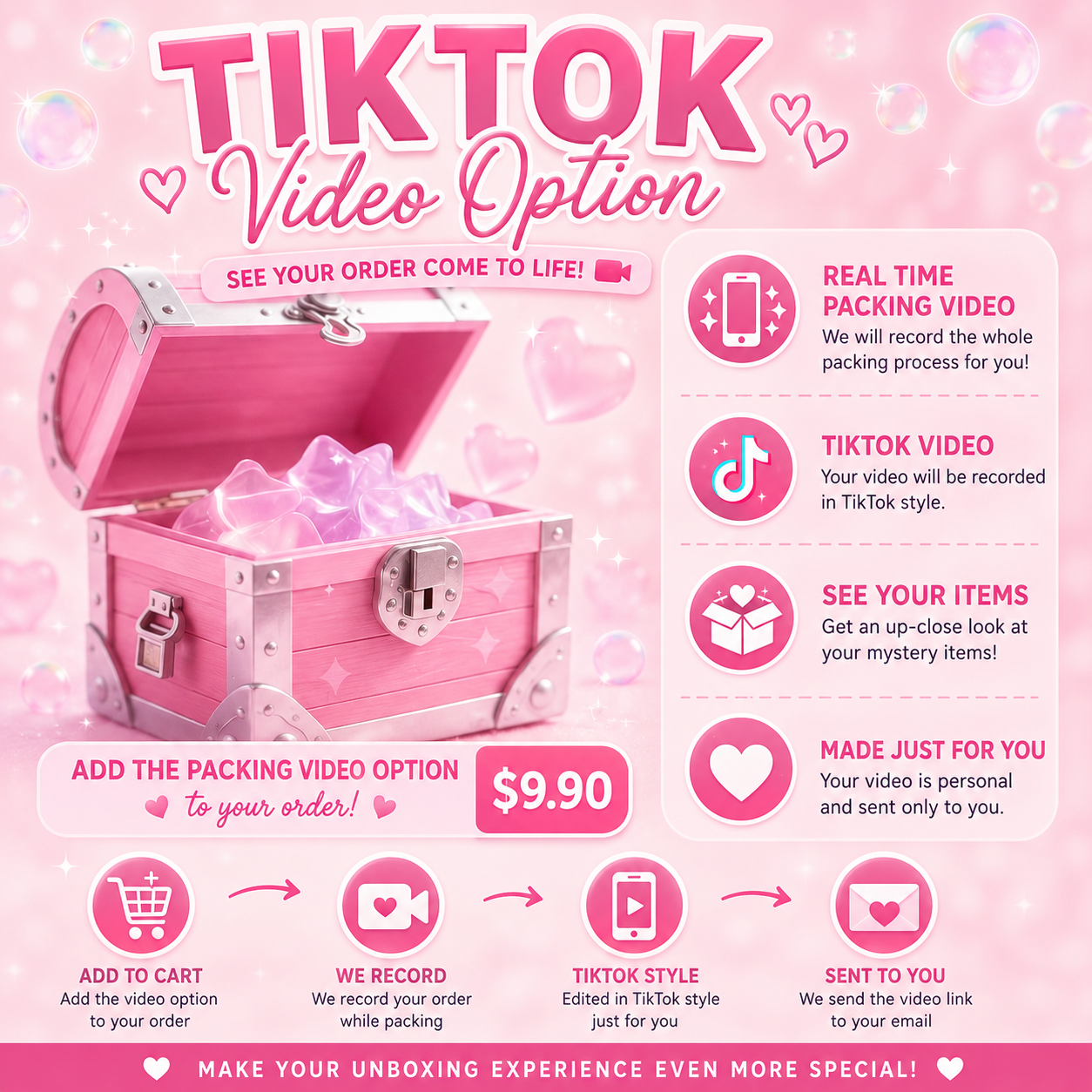 🎥 TikTok Packing Video Add-On 🎀💕 Watch your order come to life before it ships! 💕